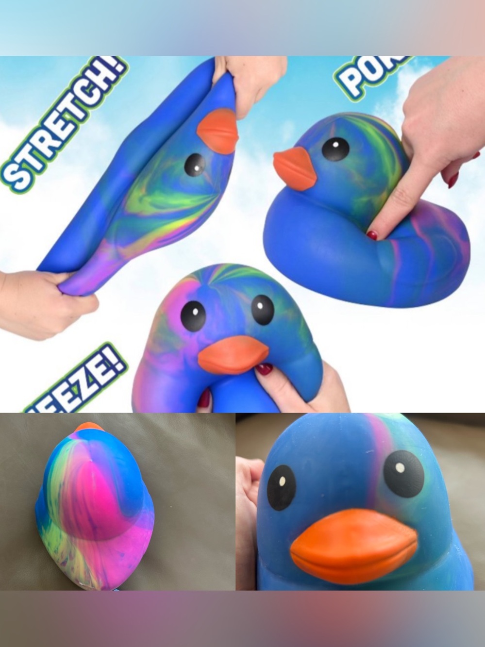 Jumbo Squishy Squeezy Duck - Tie Dye Blue by Sunny Days